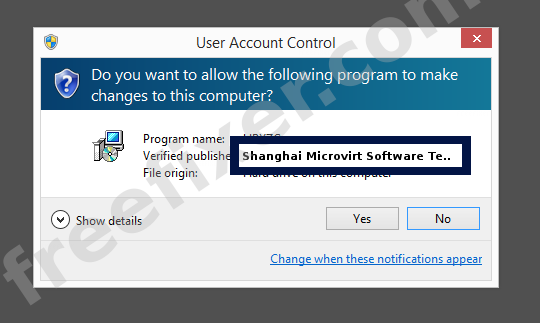 Screenshot where Shanghai Microvirt Software Technology CO., LTD. appears as the verified publisher in the UAC dialog